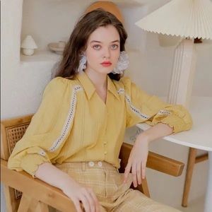 NWT Yellow Eloise Top - Petite Studio